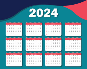 Modern vector 2024 page calendar for new year 2.eps