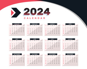 Modern vector 2024 page calendar for new year.eps
