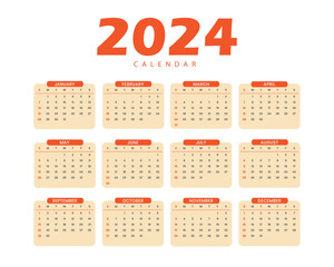 Simple style 2024 page calendar for new year 2.eps