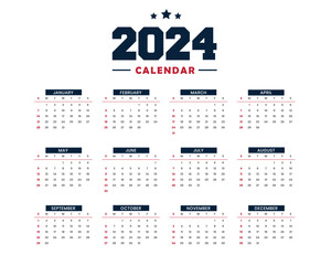 Modern style 2024 page calendar for new year.eps