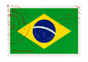 Brazil flag png post stamp sticker, transparent background