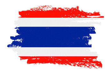Thai flag png sticker, paint stroke design, transparent background