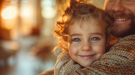 A child receiving a hug or cuddle from a parent or caregiver, feeling loved and cherished on Children's Dayillustration