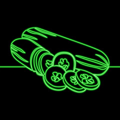 Cucumber green fresh vegetable for salad icon neon glow vector illustration concept