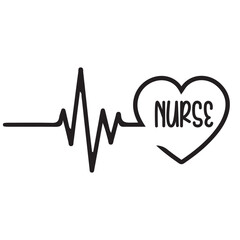 Nurse Beat Heart Vector Design on White Background