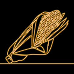 Corn. Agriculture plant icon neon glow vector illustration concept