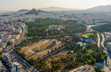 Athens, Greece. Olympeion, Temple of Olympian Zeus - the largest temple of Ancient Greece, built...