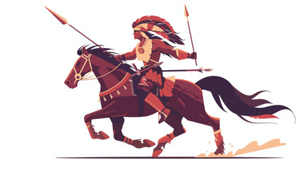 Apa e warrior armored horse rider. Tribal native Ame - obrazy, fototapety, plakaty
