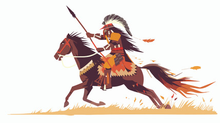Apa e warrior armored horse rider. Tribal native Ame - obrazy, fototapety, plakaty