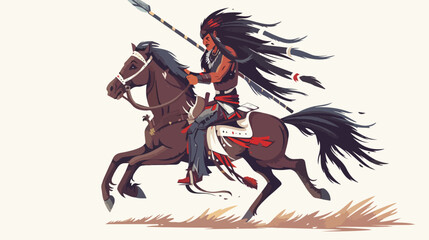 Apa e warrior armored horse rider. Tribal native Ame