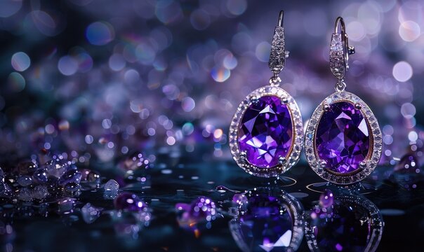 A pair of earrings featuring dazzling amethyst gemstones