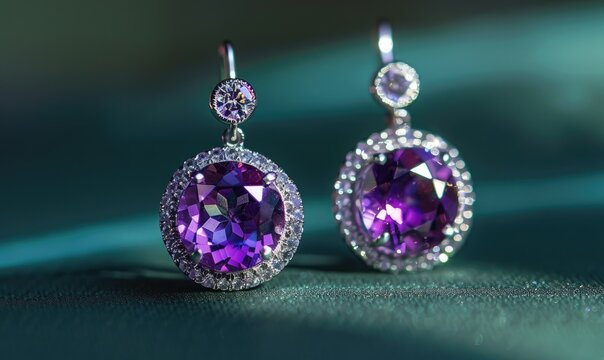 A pair of earrings featuring dazzling amethyst gemstones