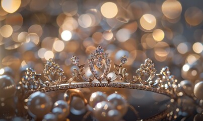 A tiara embellished with sparkling diamond gemstones