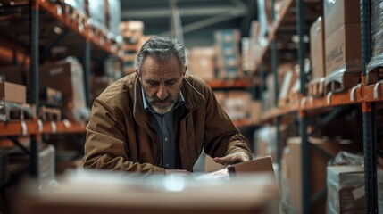 A Man Checking Warehouse Inventory