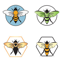 bee logo illustrations design icon