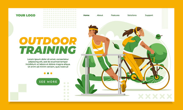Hand drawn flat outdoor training landing page template