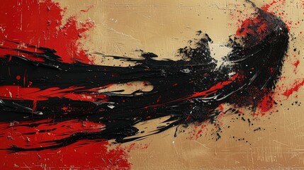 abstract vintage japanese calligraphy stroke painting style lacquer painting hand edited generativeillustration