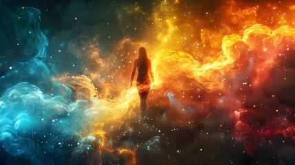 Spiritual Essence Amidst Cosmic Vibrance. Concept Astrological Symbols, Cosmic Exploration, Celestial Nature, Spiritual Energy, Galactic Beauty