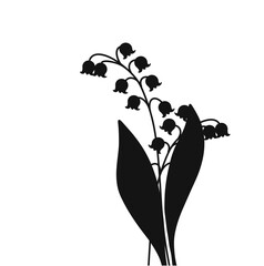 silhouette of Lily of the valley flower nature - obrazy, fototapety, plakaty