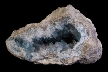 Celestine crystals mineral specimen close-up photo