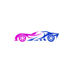 Silhouette sports cars logo design vector