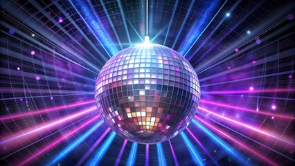 Reflective Disco Ball Radiates with Colorful Dancefloor Lights.