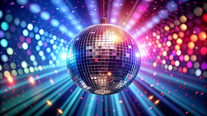 Disco Ball Illuminated by Radiant Multicolored Lights.