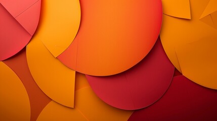 Abstract orange and red color paper geometry composition background.