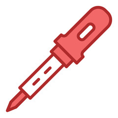 Soldering Iron red line filled icon