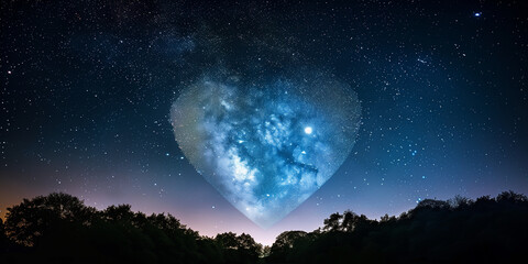 The magic of love in the night sky, a heart-shaped object is visible in the photo.