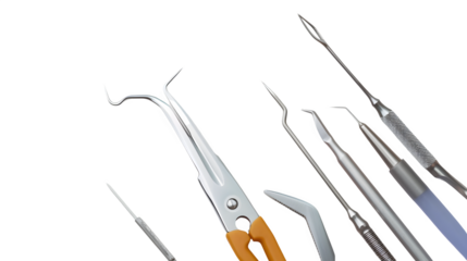 Scalpel and Surgical Tools Placed on White Background: PNG File for Medical Designs, Hand Edited Generative AI