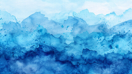 dark blue watercolor background, Storm. Dark blue ocean and waves - obrazy, fototapety, plakaty