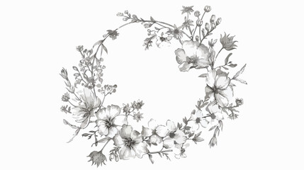 Obraz na płótnie Canvas Circular frame or wreath decorated with blooming wild