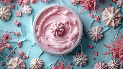 Obraz na płótnie Canvas beauty cream wellness summer beach pink pink frame photo relaxillustration