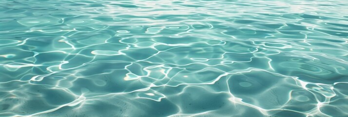 Crystal clear turquoise water with light patterns - Abstract patterns of light dance on the surface of serene, clear turquoise water, creating a sense of purity and calm
