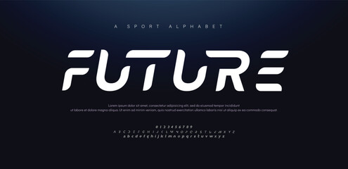Future italic style font, bold letters and numbers. Futuristic design type for modern logo. Minimalist vector typography for digital device and hud graphic element. Cropped style alphabet