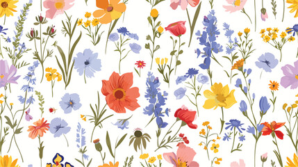 Colorful floral seamless pattern. Endless natural bot