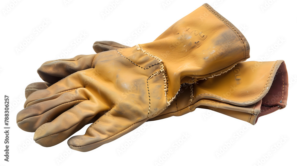 Wall mural engineer's work gloves isolated on white background: png file for construction designs, hand edited 