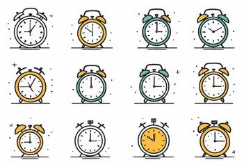 Modern Flat Style Icon of Time and Calendar Doodle in Vector Art
