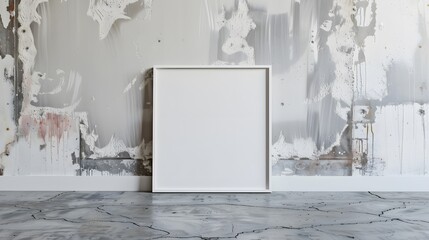 a white blank frame against a sophisticated silver background, its clean aesthetic and modern...