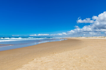 Fototapeta na wymiar Coastline with Sand Beach at Stockton Beach, New South Wales, Australia.