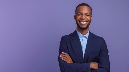 A Confident Man in Blue Suit - obrazy, fototapety, plakaty
