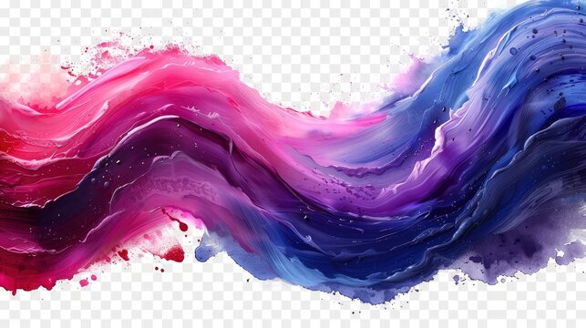 thick pink and purple acrylic oil paint brush stroke on transparent jpeg background isolatedimage