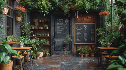 blank blackboard restaurant shop sign or menu boards near the entrance to restaurant cafe menu on the street whiteboard sign mockup in front of a restaurantphoto illustration