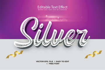 Silver 3D Text Effect Vector