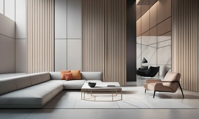 wallpaper, representing an apartment interior with its furniture. design with fine geometric shapes