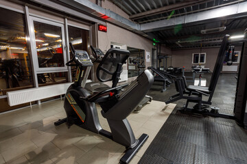 Exercise equipment in an empty gym