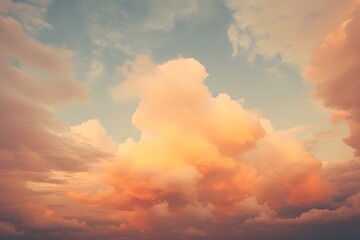 Orange Sunset sky with clouds, wallpaper background, lofi aesthetic vibe 