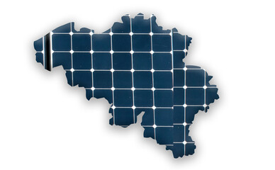 Digital composition - Map of Belgium with photovoltaic solar panels. 