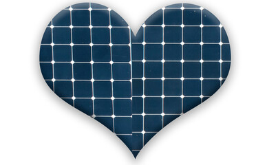 Digital composition - Love heart with photovoltaic solar panels. 